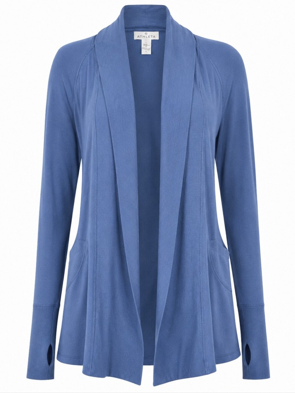 ATHLETA | Blue Women's Pranayama Wrap Cardigan Thumb Holes Shawl Collar |‎ L